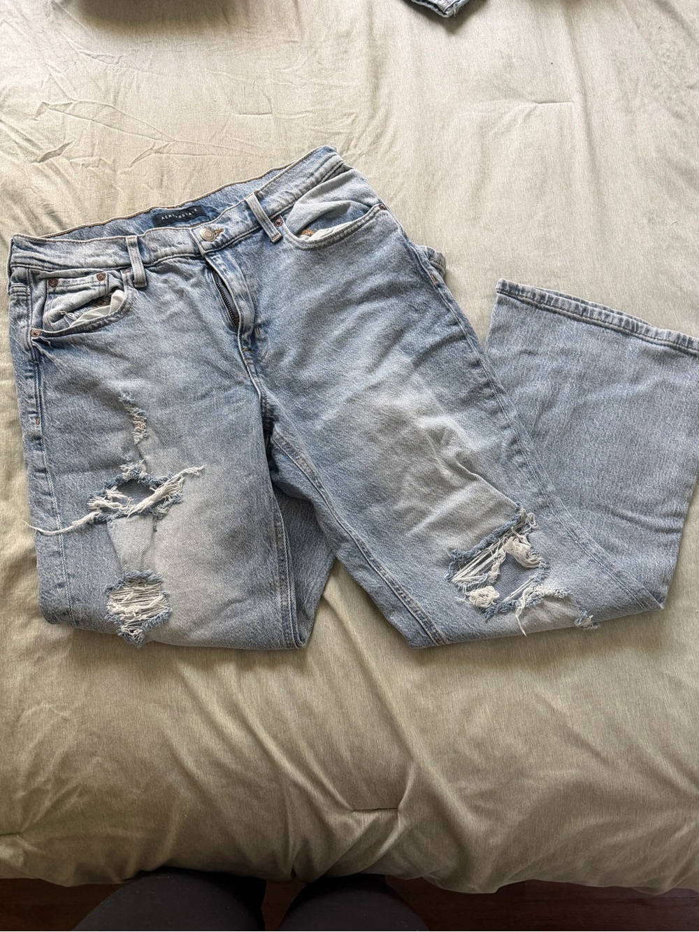 Light Blue Distressed Women's Flare Jeans